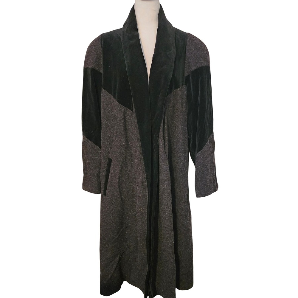 VTG Donnybrook Swing Long Wool Blend Velvet Accent Coat Size 18W Made in Russia - Picture 1 of 11